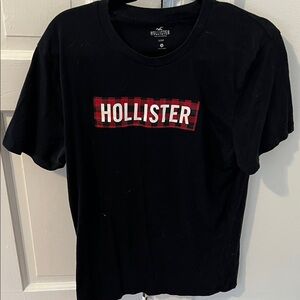 Hollister Black Tee with Red Checkered Logo